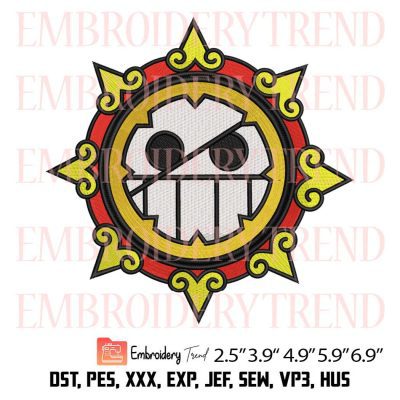 Joker Jolly Roger Embroidery File – Anime One Piece Machine Embroidery Design