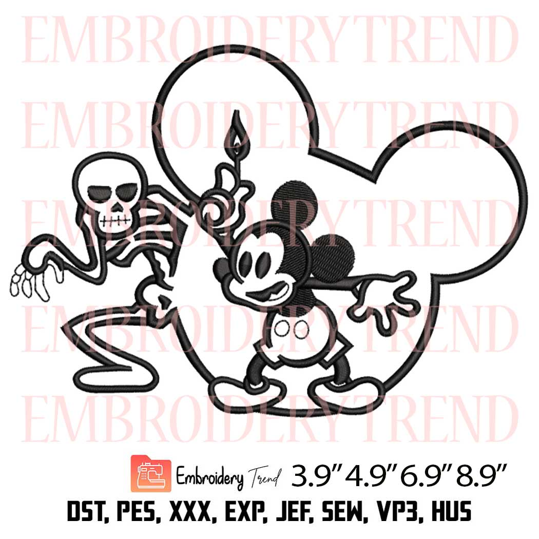 Mickey And Skeleton Halloween Embroidery Design – Halloween 2023 Machine Embroidery File