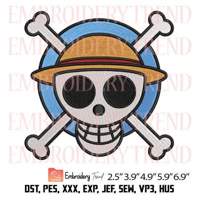 New World Luffy Jolly Roger Embroidery – Anime One Piece Machine Embroidery Design File