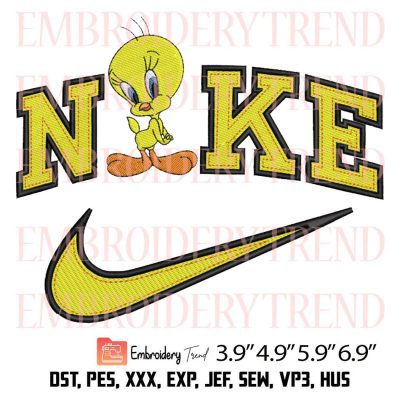 Tweety Bird x Nike Embroidery Design – Looney Tunes Cartoon Embroidery Digitizing File