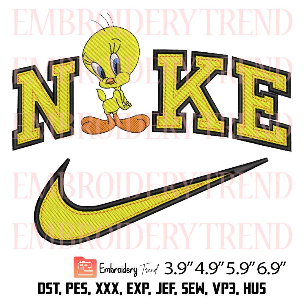 Tweety Bird x Nike Embroidery Design – Looney Tunes Cartoon Embroidery Digitizing File