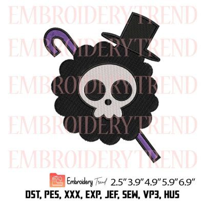 One Piece Brook Jolly Roger Embroidery – Anime Machine Embroidery Design File