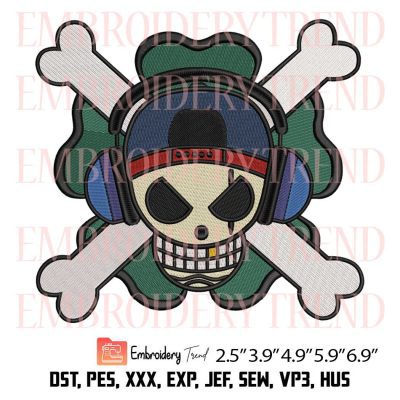 Shamrock Jolly Roger Embroidery – Anime One Piece Machine Embroidery Design