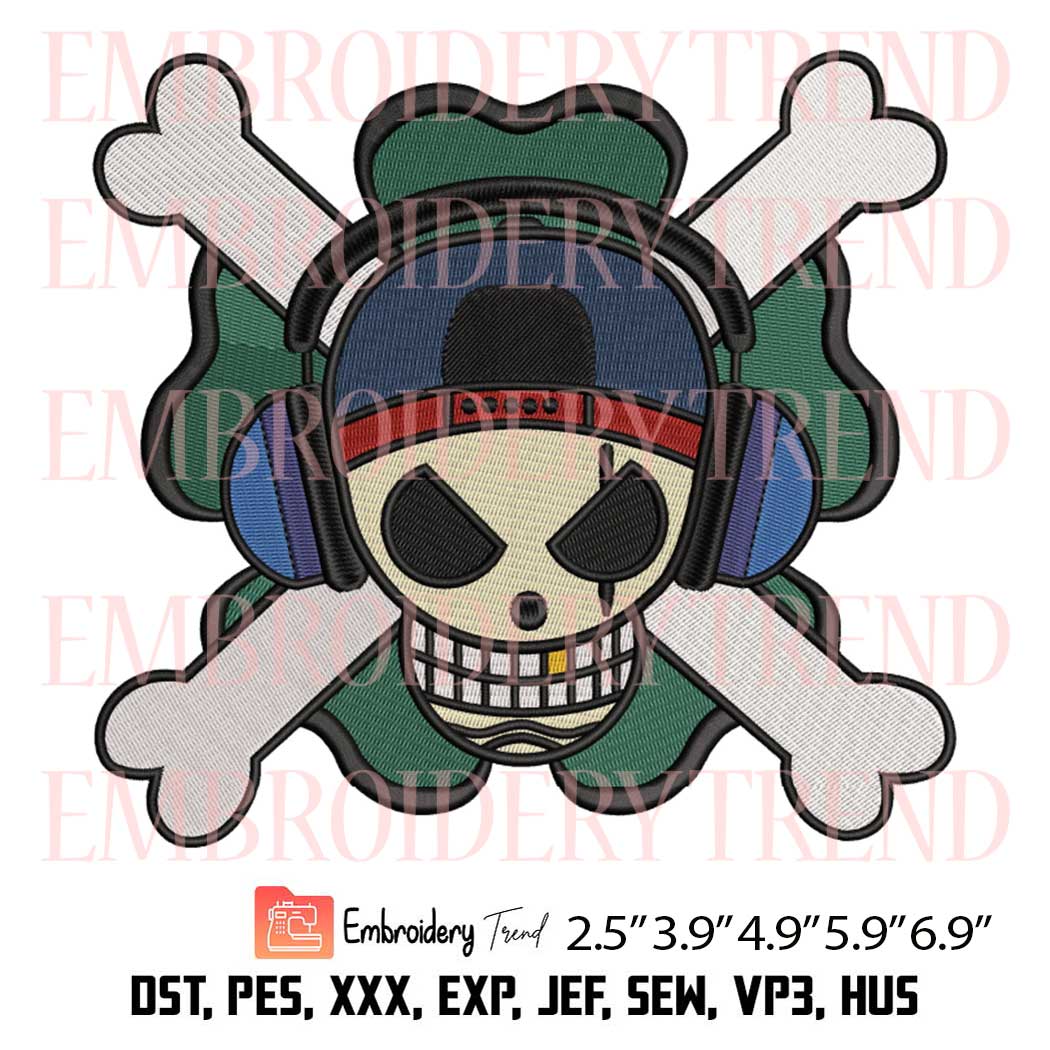 Shamrock Jolly Roger Embroidery – Anime One Piece Machine Embroidery Design