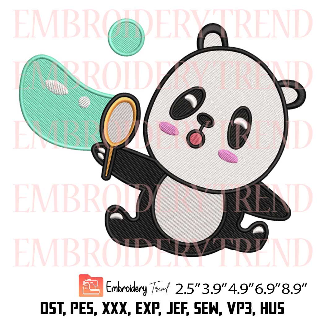 Panda Blowing Soap Bubbles Embroidery – Animal Love Machine Embroidery Design