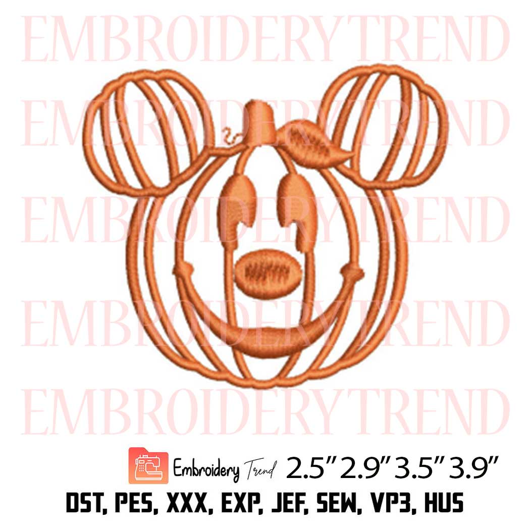 Pumpkin Mickey Halloween Embroidery – Mickey Minnie Couple Machine Embroidery Design File