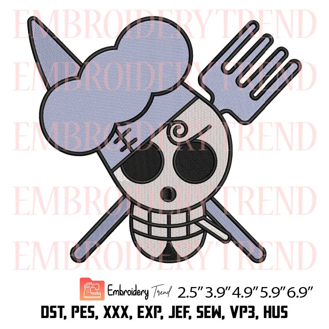 Sanji Jolly Roger Logo Embroidery File – Anime One Piece Machine Embroidery Design
