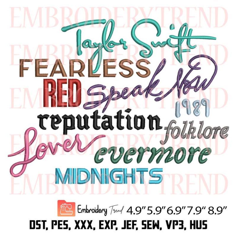 Taylor Swift The Eras Tour Album Embroidery – Music 2023 Machine ...