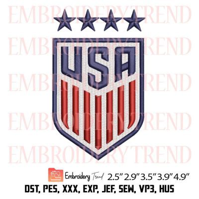 USA Womens Soccer Logo Embroidery – National Soccer Team Machine Embroidery Design