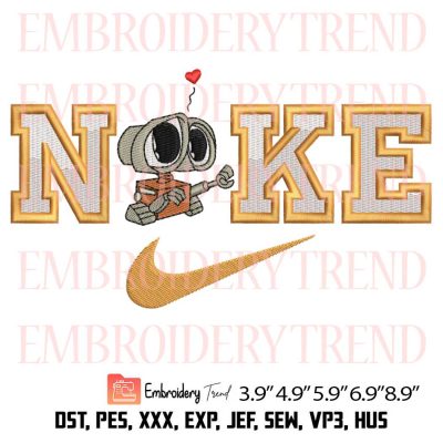 Wall E Nike Embroidery Design – Wall-e and Eve Couple Machine Embroidery File