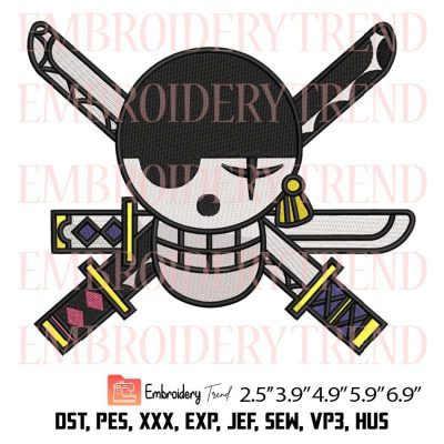 Zoro Jolly Roger Logo Embroidery – Anime One Piece Machine Embroidery Design