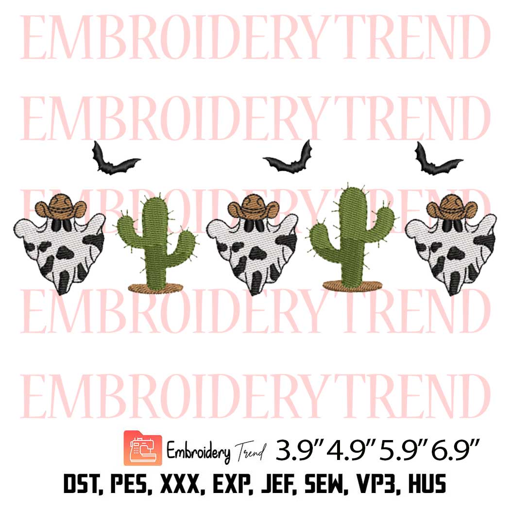 Cowboy Ghost Cow Embroidery Design – Halloween inspired Embroidery Digitizing File