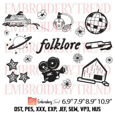 Taylor Swift Folkore Album Embroidery Design – The Eras Tour Embroidery Digitizing File