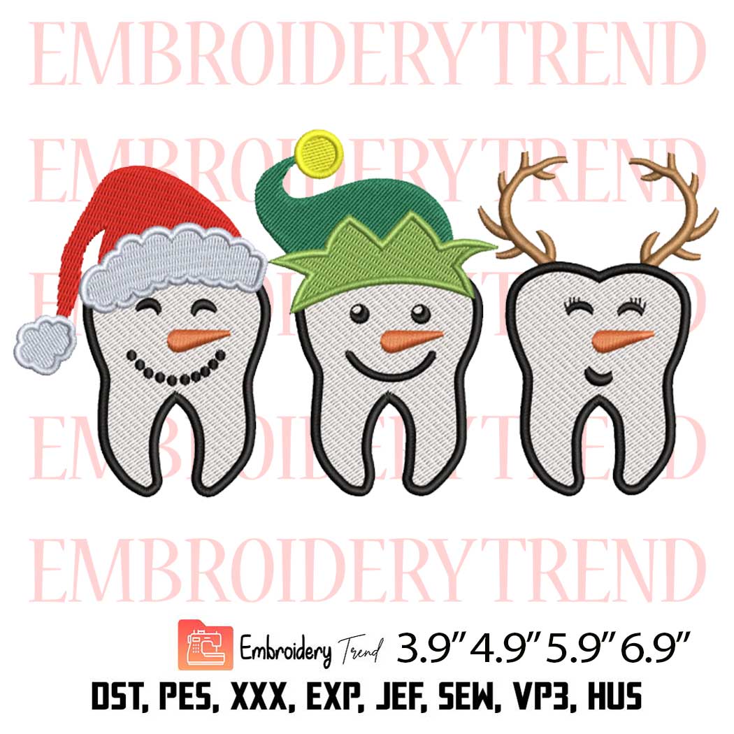 Teeth Christmas Funny Embroidery Design – Christmas Teeth Character Embroidery Digitizing File