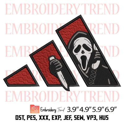 Ghostface Halloween Adidas Embroidery Design – Halloween Horror Embroidery Digitizing File