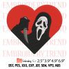 Heart Ghostface Calling Embroidery Design – Halloween Scream Embroidery Digitizing File