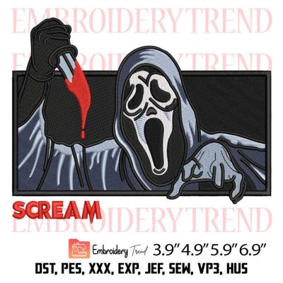 Ghostface Scream Embroidery Design – Halloween Embroidery Digitizing File