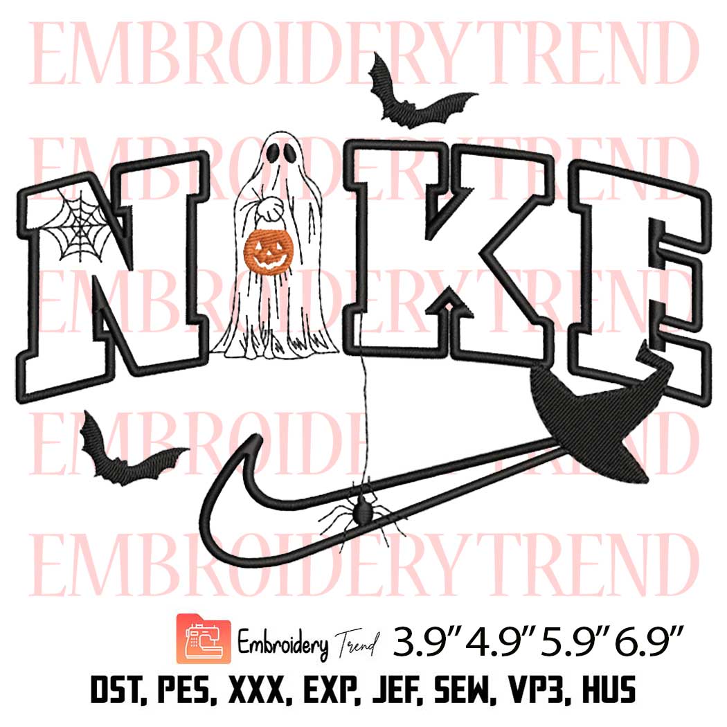Halloween Ghost Witch Embroidery Design – Nike Halloween Trendy Embroidery Digitizing File