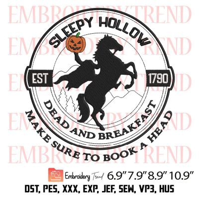 Sleepy Hollow Est 1790 Embroidery Design – Halloween Embroidery Digitizing File