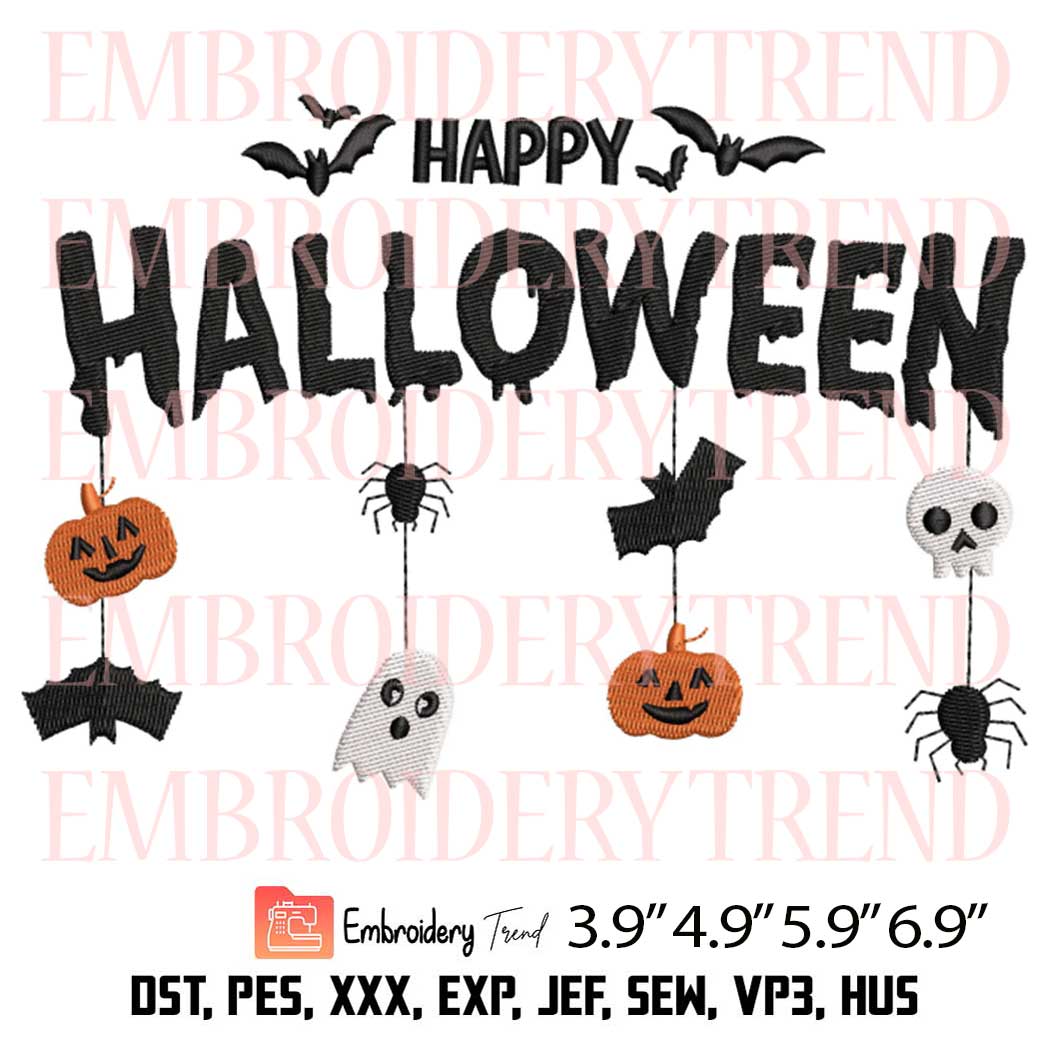 Happy Halloween Embroidery Design – Funny Halloween Embroidery Digitizing File