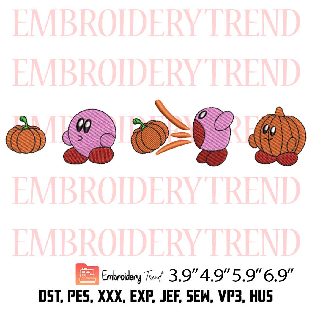 Kirby Pumpkin Halloween Embroidery Design – Halloween Game Embroidery Digitizing File