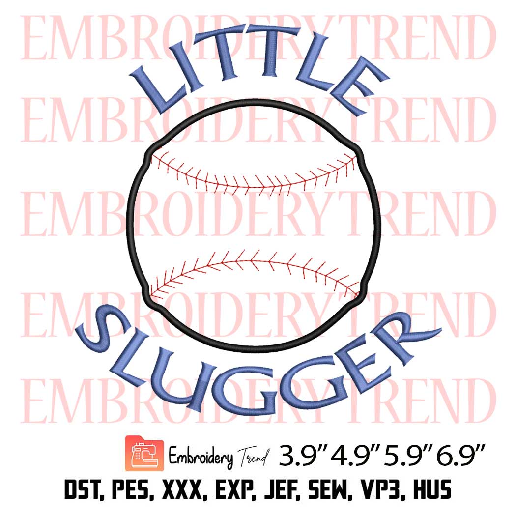 Little Slugger Baseball Embroidery Design – Softball Baseball Embroidery Digitizing File