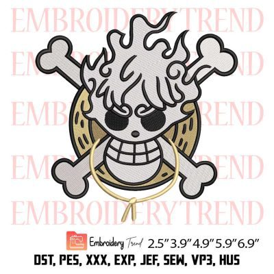 Luffy Gear 5 Jolly Roger Embroidery Design – Anime One Piece Embroidery Digitizing File