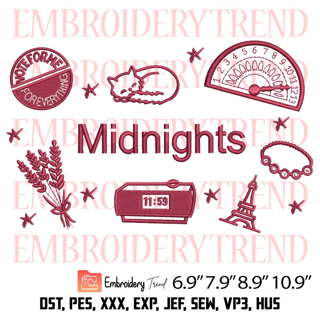 Taylor Swift Midnights Album Embroidery Design – The Eras Tour Embroidery Digitizing File