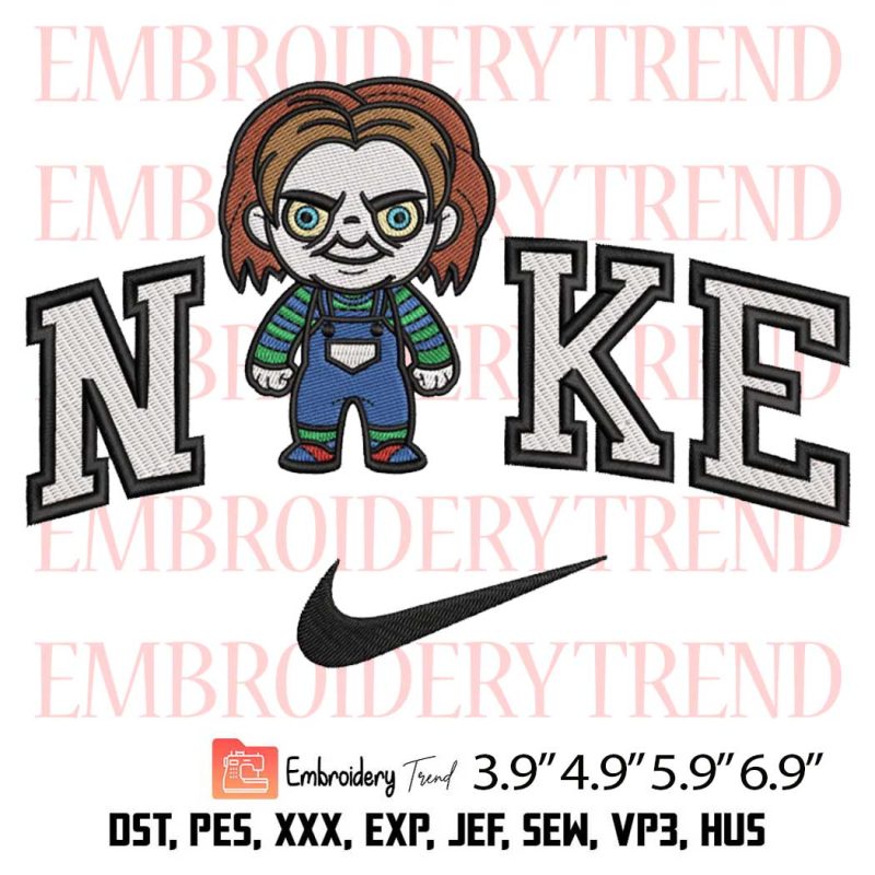 Nike Chucky Chibi Embroidery Design Halloween Horror Movie Embroidery Digitizing File