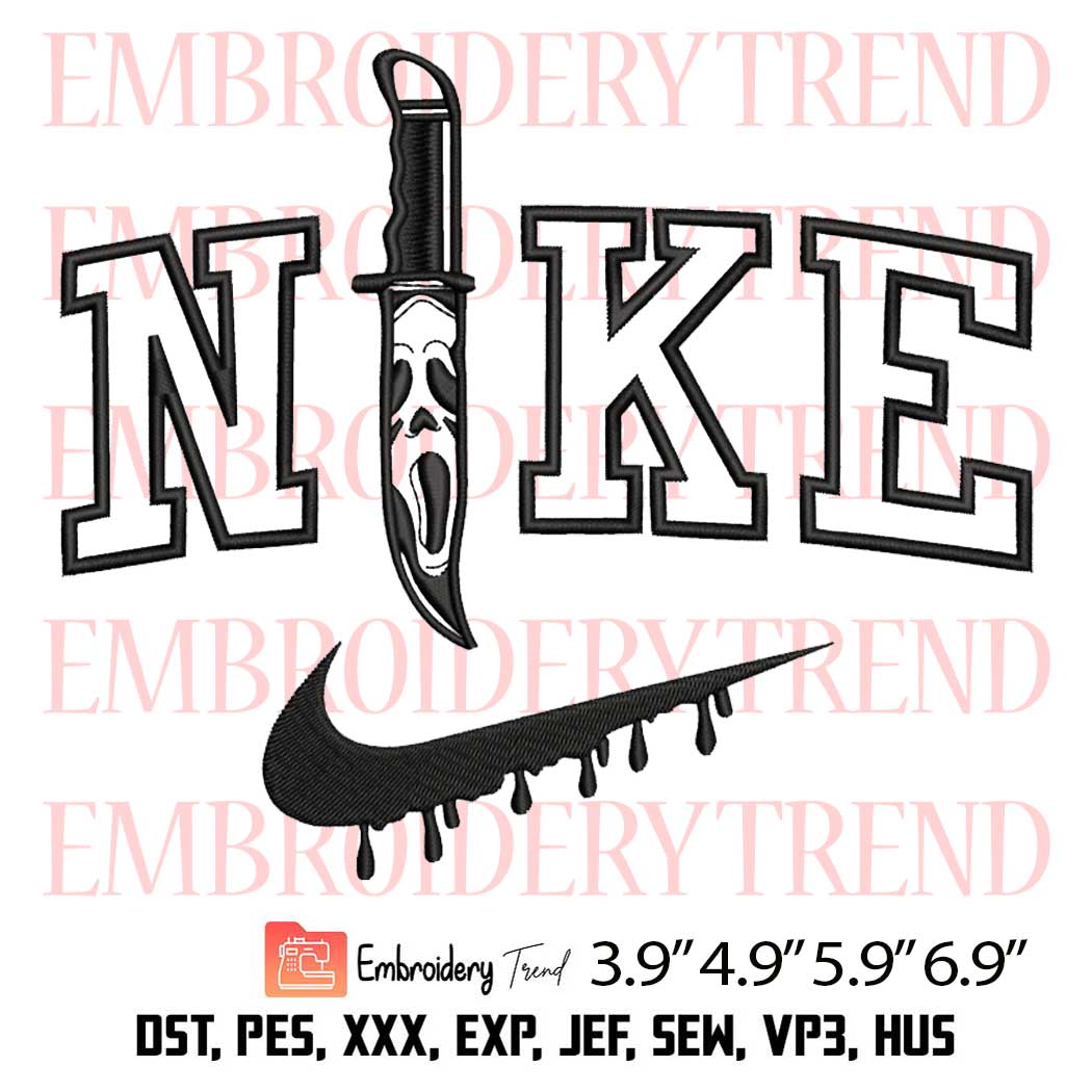 Knife Ghostface x Nike Embroidery Design – Halloween Movie Embroidery Digitizing File