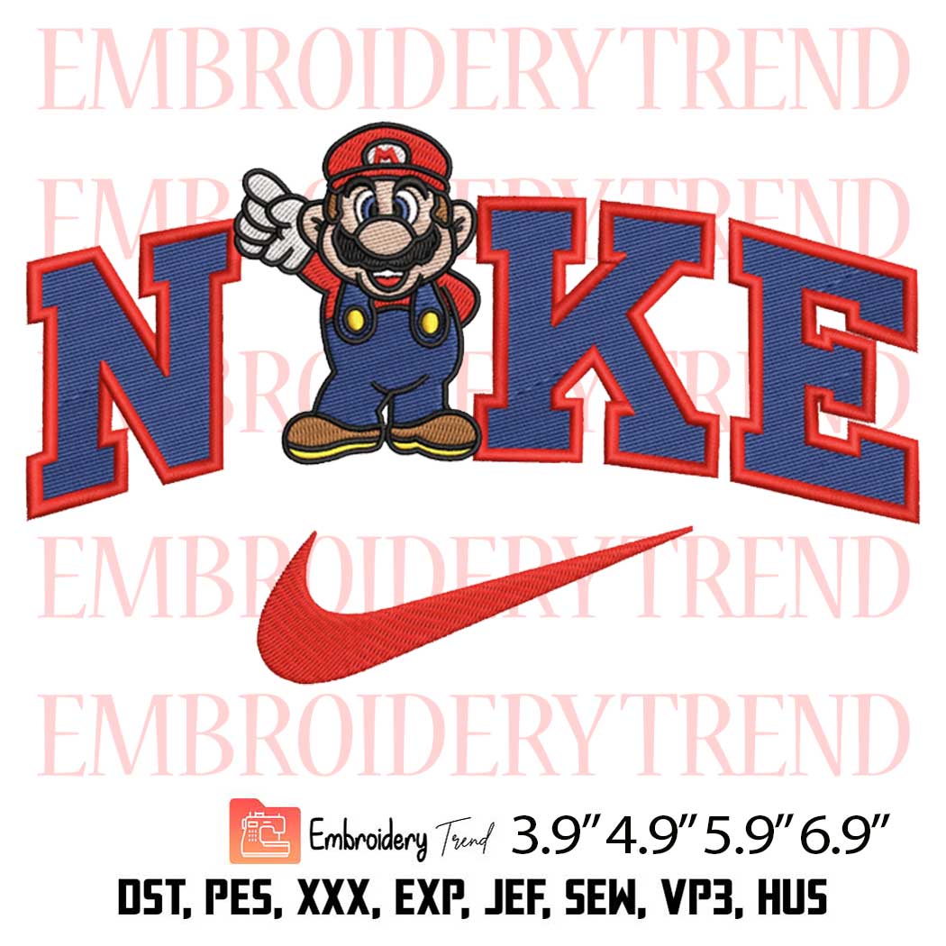 Nike Super Mario Embroidery Design – Mario Cartoon Embroidery Digitizing File