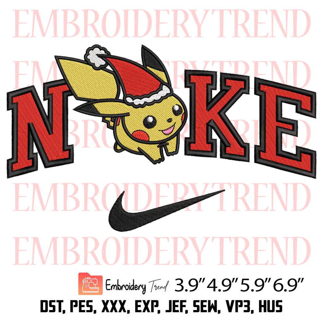 Nike Pikachu Santa Embroidery Design – Pokemon Christmas Embroidery Digitizing File