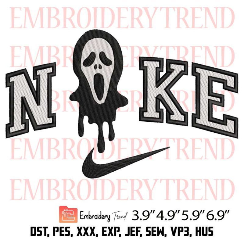 Scream Ghost Head Embroidery Design – Nike Halloween Movie Embroidery ...