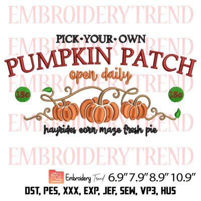Pumpkin Patch Embroidery Design – Pumpkin Halloween Embroidery Digitizing File