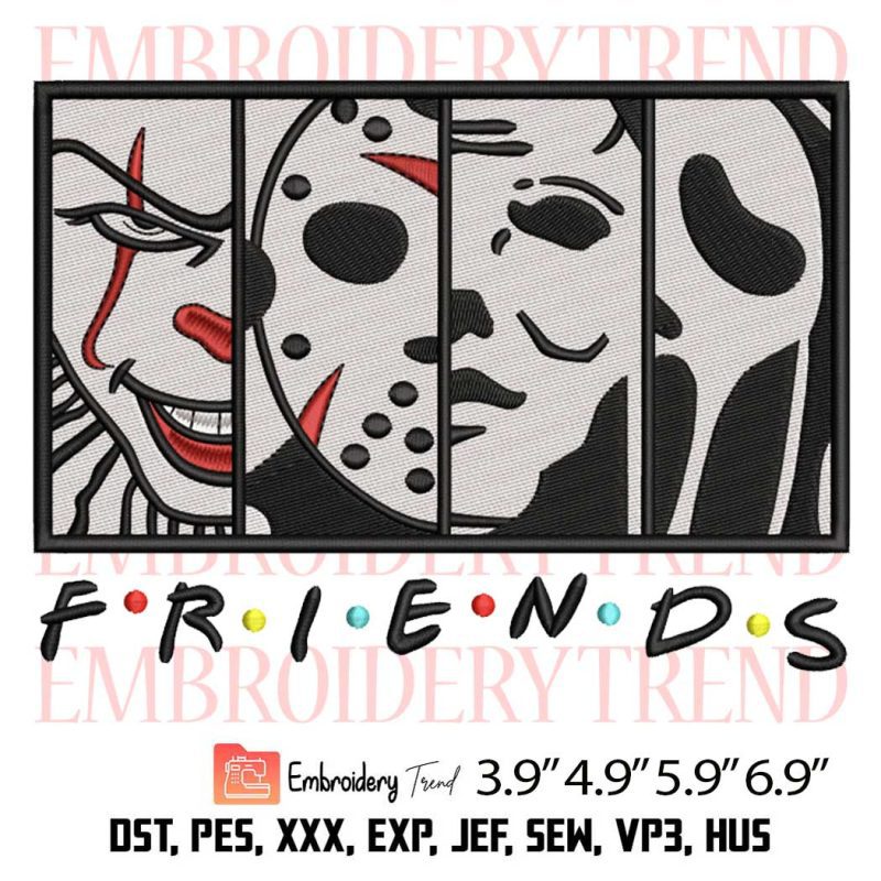 Scary Friends Embroidery Design – Halloween Horror Movie Embroidery ...