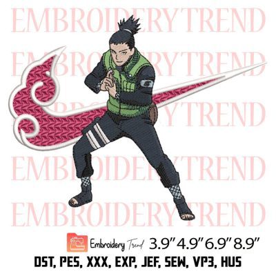 Shikamaru Swoosh Embroidery Design – Anime Naruto Embroidery Digitizing File