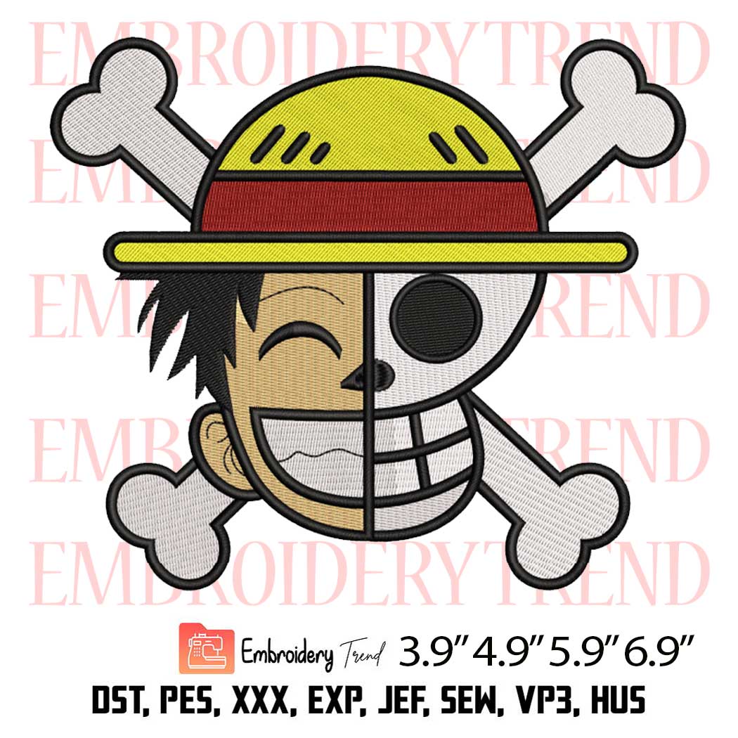 Straw Hat Pirates Luffy Embroidery Design –  Anime One Piece Embroidery Digitizing File