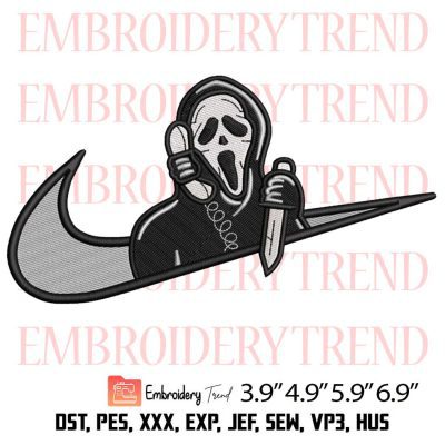 Ghostface x Nike Embroidery Design – Halloween Embroidery Digitizing File