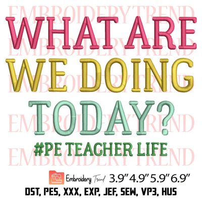 What Are We Doing Today Embroidery Design – PE Teacher Embroidery Digitizing File