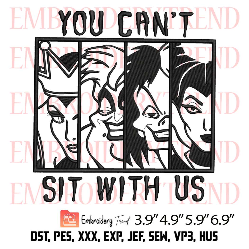 You Cant Sit With Us Embroidery Design – Halloween Witches Embroidery Digitizing File
