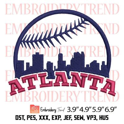 Atlanta Baseball Skyline Embroidery Design – MLB Baseball Embroidery Digitizing File