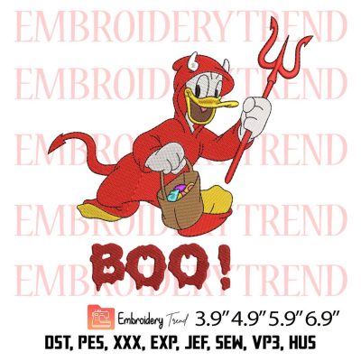 Boo Donald Duck Funny Embroidery Design – Disney x Halloween Embroidery Digitizing File
