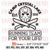 Camp Crystal Lake Est 1935 Embroidery Design – Running Team Run For Your Life Embroidery Digitizing File