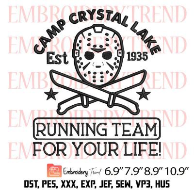 Camp Crystal Lake Running Team Embroidery Design – Friday the 13th Embroidery Digitizing File