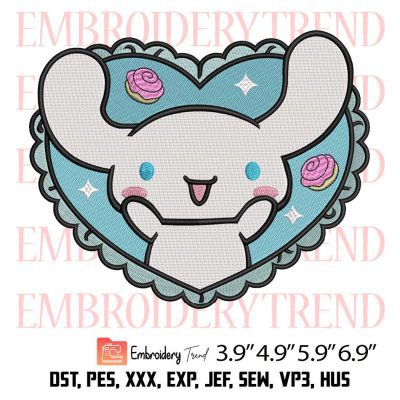 Cinnamoroll Heart Cute Embroidery Design – Sanrio Cinnamoroll Embroidery Digitizing File