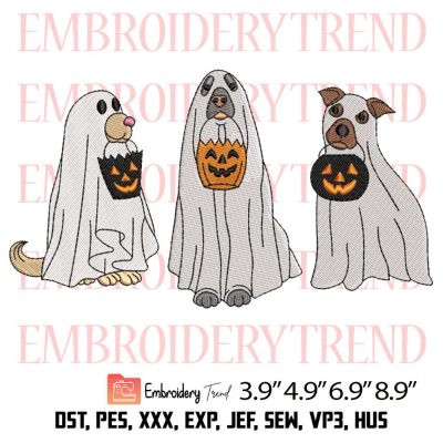 Dog Ghost Halloween Embroidery Design – Halloween Funny Embroidery Digitizing File