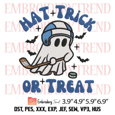 Hat Trick or Treat Hockey Embroidery Design – Hockey x Halloween Embroidery Digitizing File