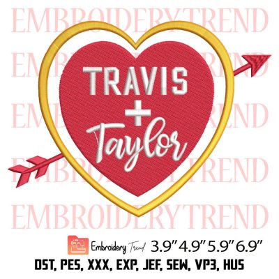 Heart Taylor Swift Travis Kelce Embroidery Design – Kansas City Football Embroidery Digitizing File