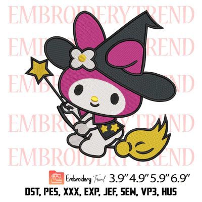 Melody Witch Cute Embroidery Design – Sanrio My Melody Embroidery Digitizing File