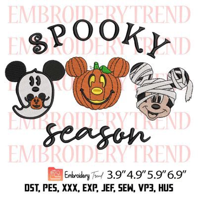 Mickey Ghost Pumpkin Funny Embroidery Design – Spooky Season Halloween Embroidery Digitizing File
